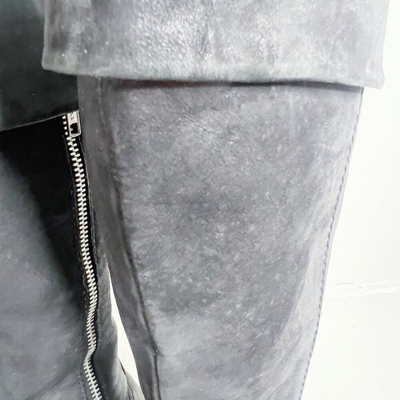Born Grey Suede Knee High Foldover Zip Up Boots Women's Size 6.5 - Picture 11 of 11